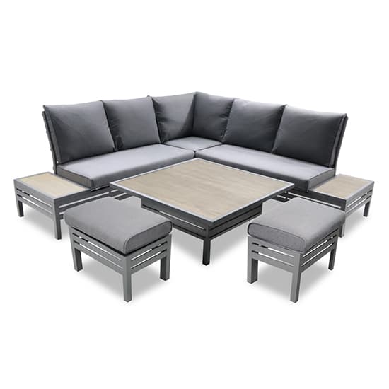 Mili Aluminium Modular Dining Set With Adjustable Table In Grey_3