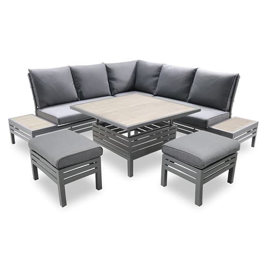 Mili Aluminium Modular Dining Set With Adjustable Table In Grey_4