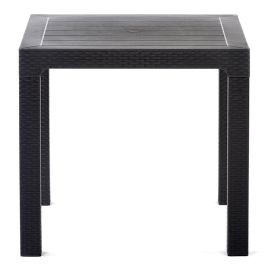 Mili Polypropylene Dining Table Square In Anthracite Rattan Effect_2