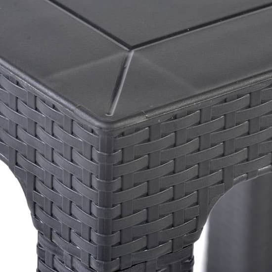 Mili Polypropylene Dining Table Square In Anthracite Rattan Effect_3