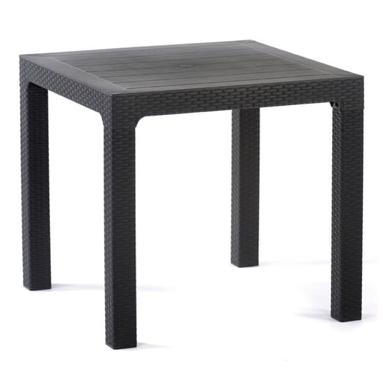 Mili Polypropylene Dining Table Square In Anthracite Rattan Effect_1