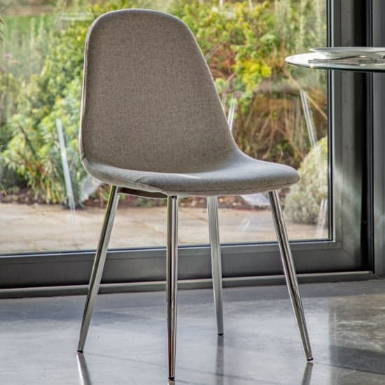 Millikan Grey Fabric Dining Chairs With Chrome Legs In Pair_2