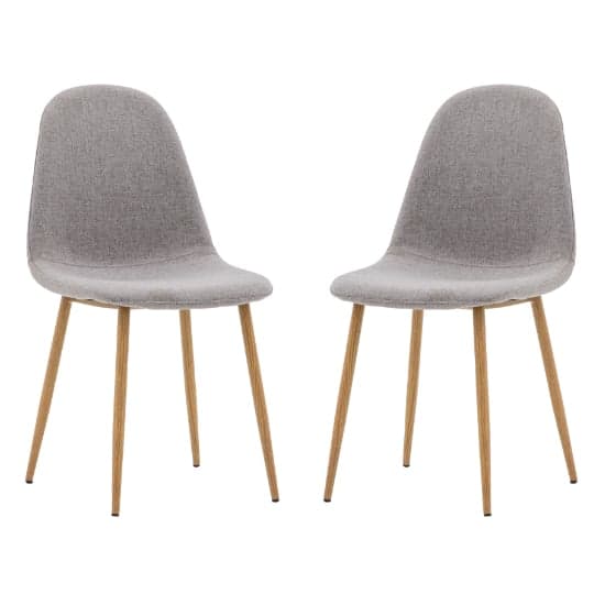 Millikan Grey Fabric Dining Chairs With Oak Legs In Pair_1