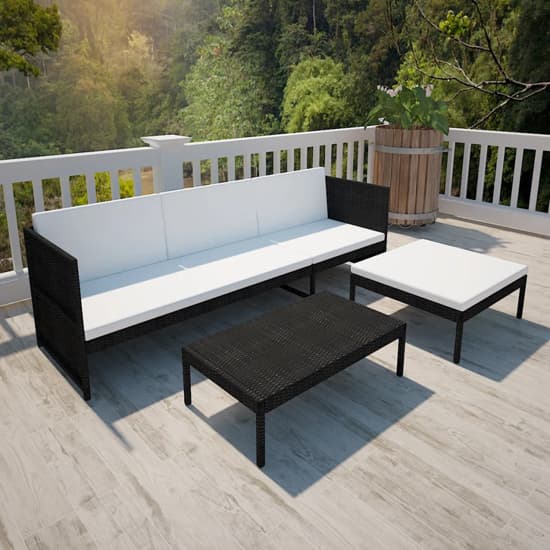 Millom Rattan 3 Piece Garden Lounge Set With Cushions In Black_3