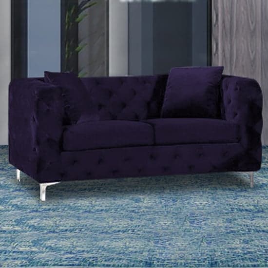 Mills Malta Plush Velour Fabric 2 Seater Sofa In Ameythst