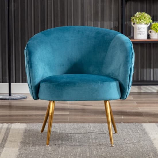 Millville Velvet Lounge Chair In Federal Blue With Gold Legs_2