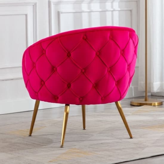 Millville Velvet Lounge Chair In Raspberry With Gold Legs_3