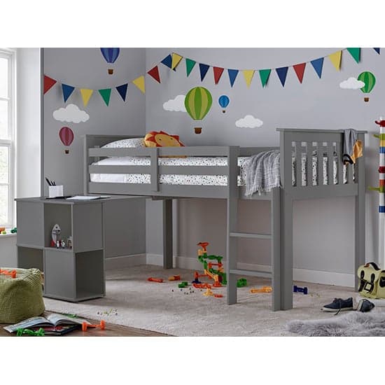 Milo Wooden Single Bunk Bed With Desk And Storage In Grey_2