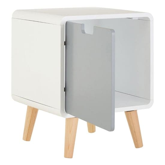 Milova Wooden Bedside Cabinet With 1 Door In White And Grey_2