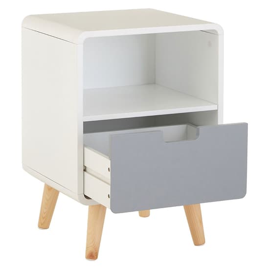 Milova Wooden Bedside Cabinet With 1 Drawer In White And Grey_2