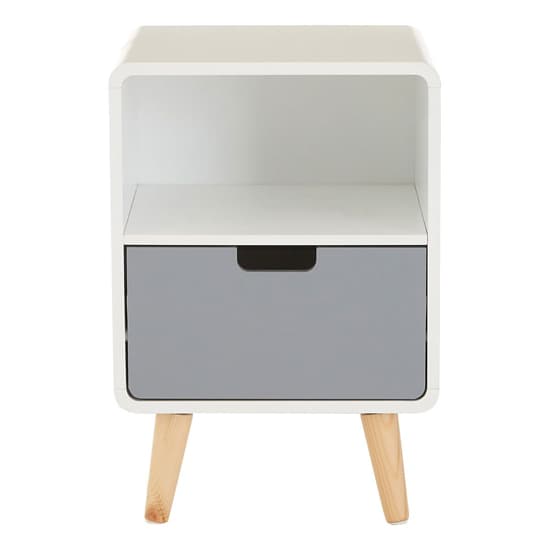 Milova Wooden Bedside Cabinet With 1 Drawer In White And Grey_3