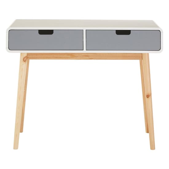 Milova Wooden Console Table With 2 Drawers In White And Grey_3