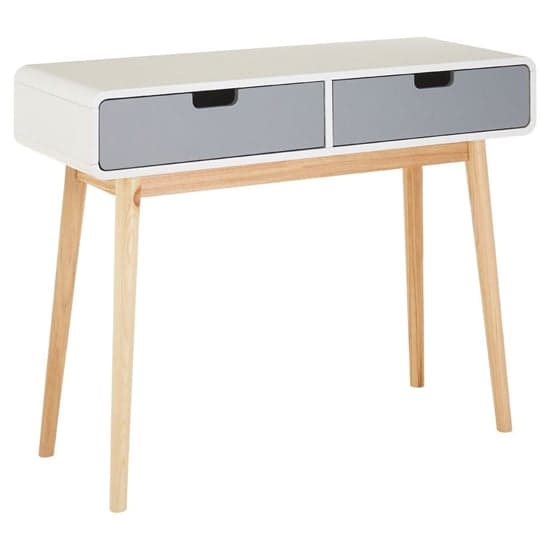 Milova Wooden Console Table With 2 Drawers In White And Grey_1