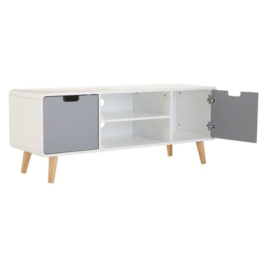Milova Wooden TV Stand With 2 Doors In White And Grey_2