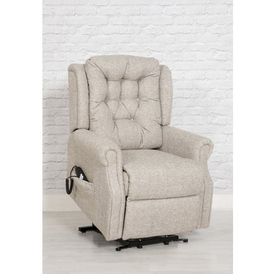 Melsa Fabric Upholstered Twin Motor Lift Recliner Chair In Sand_1