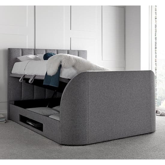 Milton Ottoman Marbella Fabric Double TV Bed In Grey_2