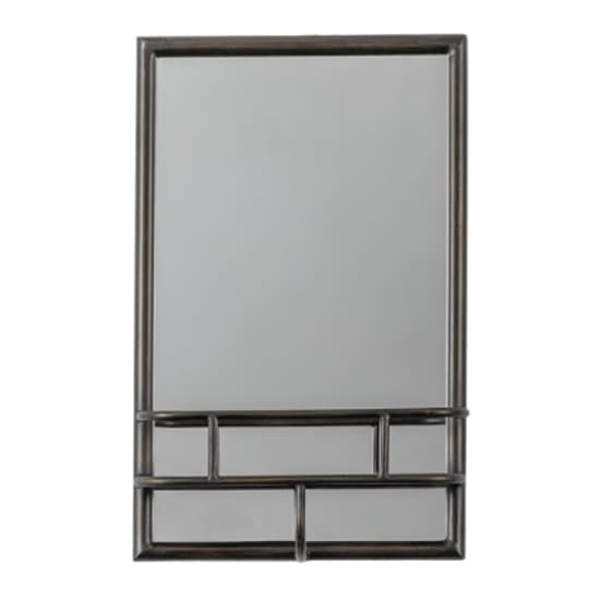 Millan Rectangular Bathroom Mirror With Shelf In Black Frame_2