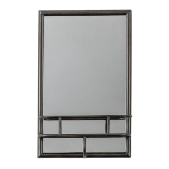 Millan Rectangular Bathroom Mirror With Shelf In Black Frame