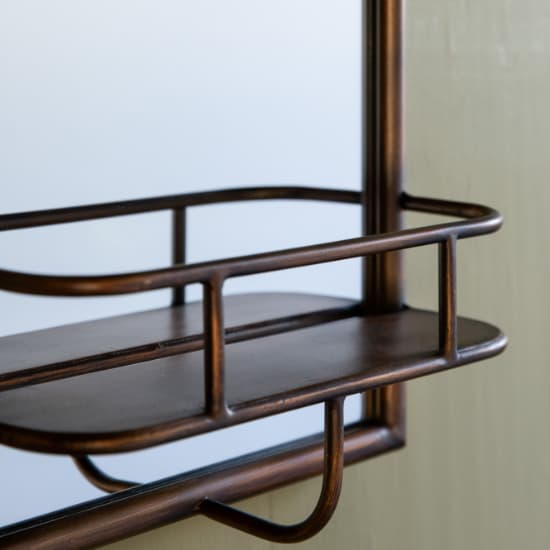 Millan Rectangular Bathroom Mirror With Shelf In Bronze Frame_3