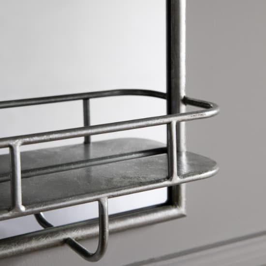 Millan Rectangular Bathroom Mirror With Shelf In Silver Frame_3