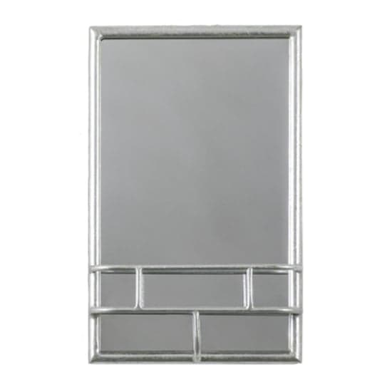 Millan Rectangular Bathroom Mirror With Shelf In Silver Frame_1