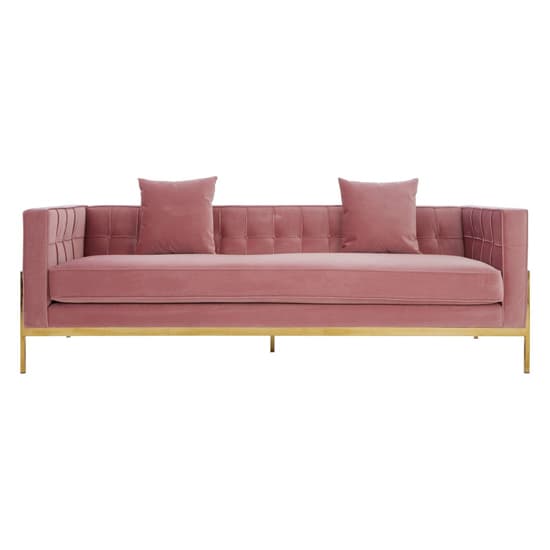 Minchin Upholstered Velvet 3 Seater Sofa In Pink_4