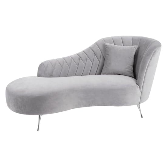 Minelauva Velvet Right Arm Lounge Chaise Chair In Grey_1