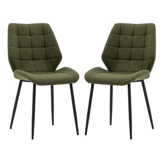Minford Bottle Green Fabric Dining Chairs In Pair_1