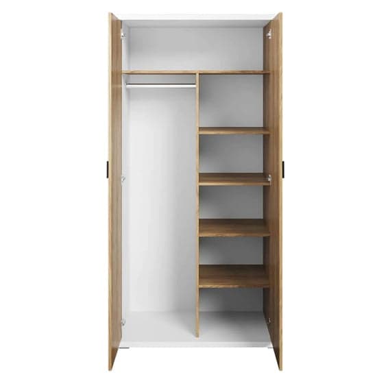 Minot Kids Wooden Wardrobe With 2 Doors In Natural Hickory Oak_2