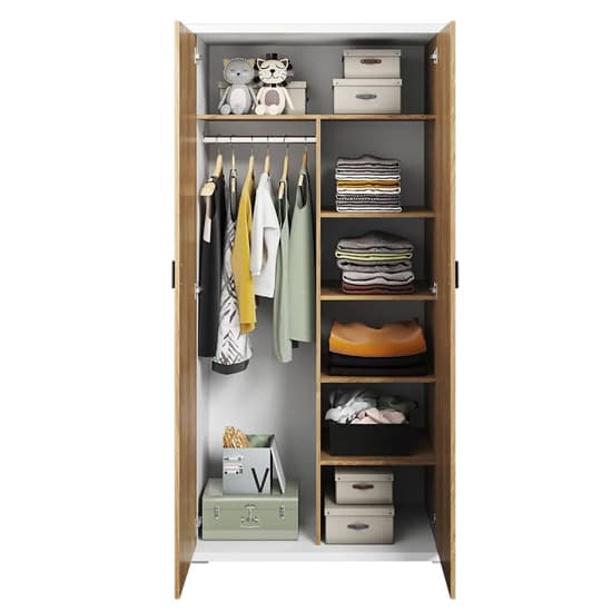 Minot Kids Wooden Wardrobe With 2 Doors In Natural Hickory Oak_3