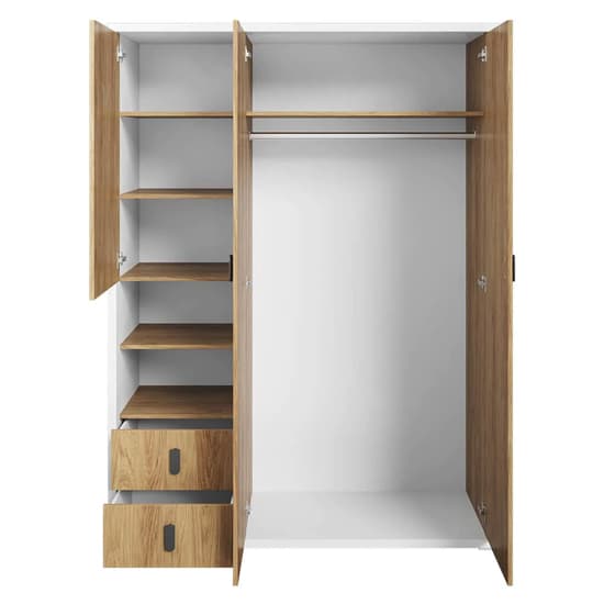 Minot Kids Wooden Wardrobe With 3 Doors In Natural Hickory Oak_2