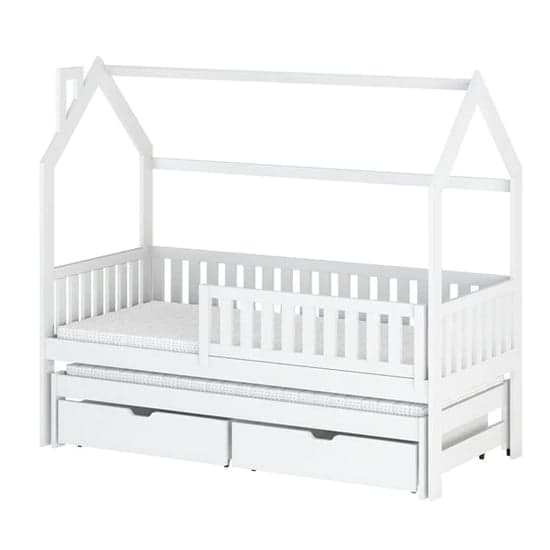 Minsk Trundle Wooden Single Bed In White_2