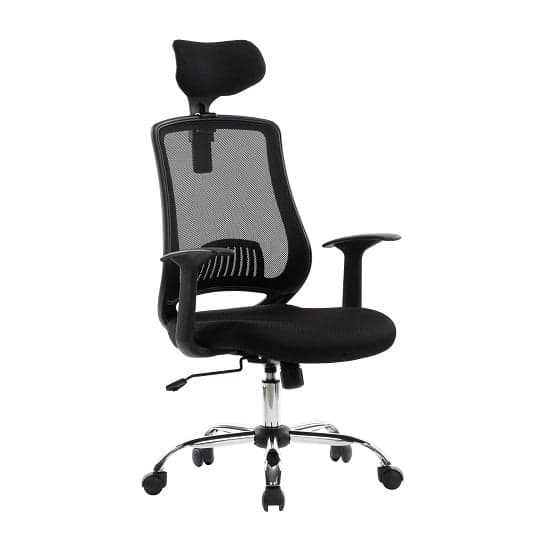 Fernhurst Home Office Chair In Black Mesh With Fabric Seat