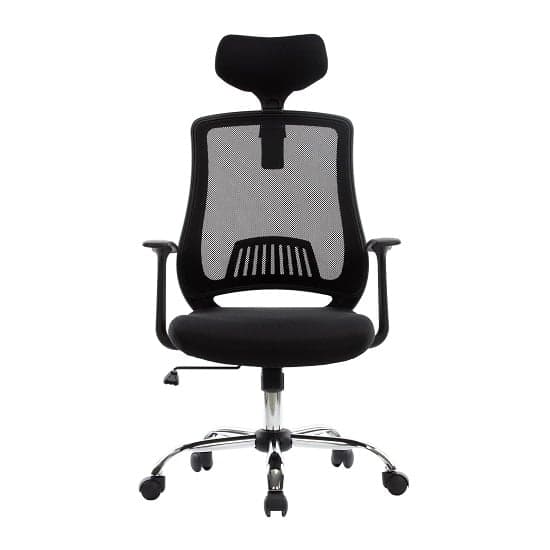 Fernhurst Home Office Chair In Black Mesh With Fabric Seat_4