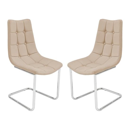 Mintaka Beige Faux Leather Dining Chairs In Pair_1
