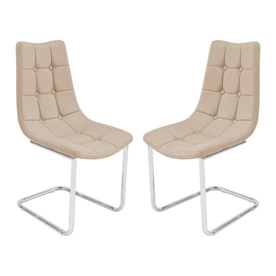 Mintaka Beige Faux Leather Dining Chairs In Pair Furniture in Fashion