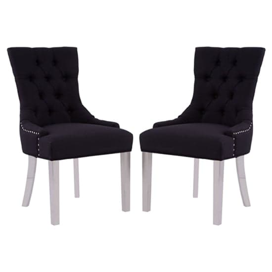 Mintaka Black Velvet Dining Chairs With Chrome Legs In A Pair_1
