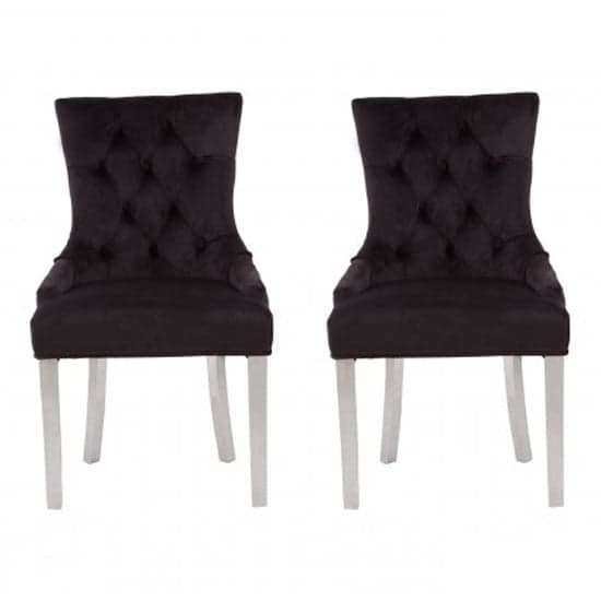 Mintaka Black Velvet Dining Chairs With Sledge Legs In A Pair_1