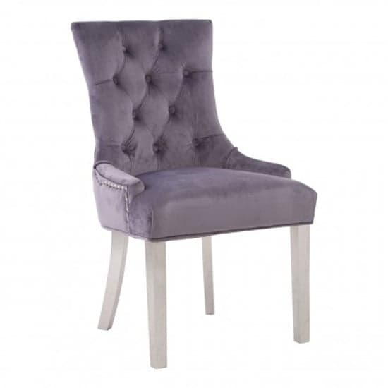 Mintaka Grey Velvet Dining Chairs With Chrome Legs In A Pair_2