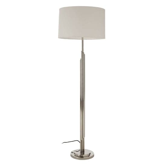 Mintaka Round White Fabric Shade Floor Lamp In Silver_1
