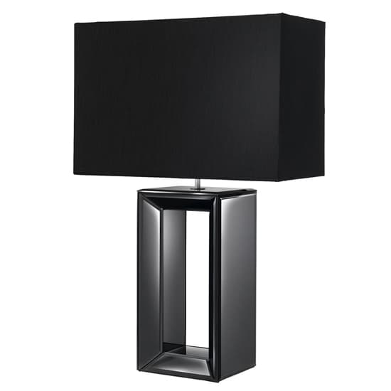 Mirror Black Faux Silk Shade Table Lamp With Mirrored Base_2