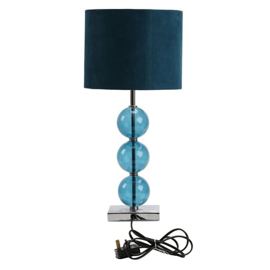 Miscona Teal Fabric Shade Table Lamp With Chrome Base_3