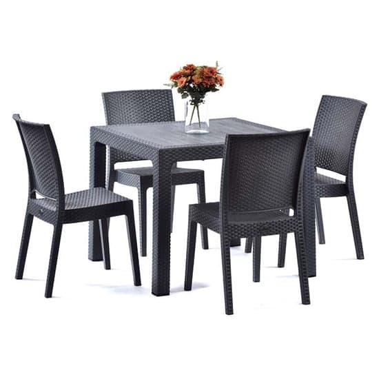 Misty Polypropylene Dining Table Square With 4 Side Chairs_2