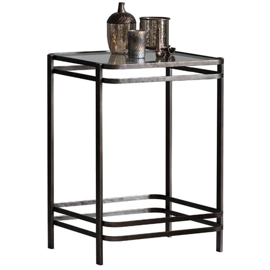 Mitchell Clear Glass Top Side Table With Bronze Metal Frame_2