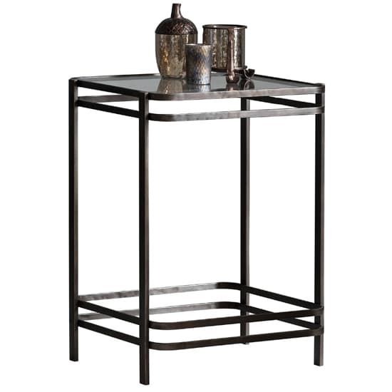 Mitchell Clear Glass Top Side Table With Bronze Metal Frame Furniture