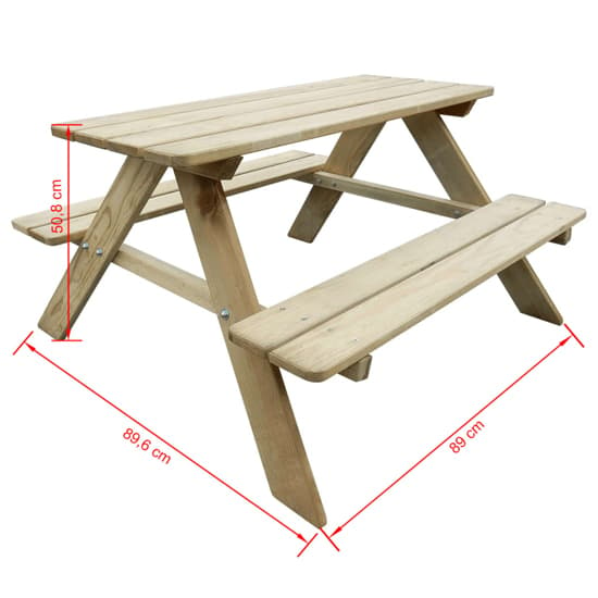 Mittal Outdoor Kids Wooden Picnic Table In Green Impregnated_4