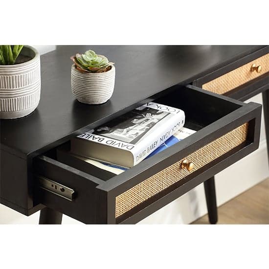 Mixco Wooden Console Table With 2 Drawers In Black_2