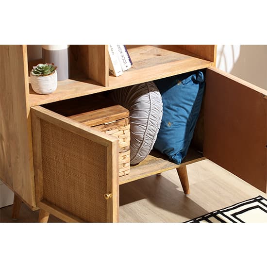 Mixco Wooden Bookshelf With Open Shelves And 2 Doors In Natural_2