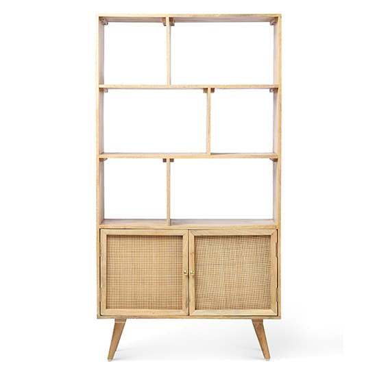 Mixco Wooden Bookshelf With Open Shelves And 2 Doors In Natural_3