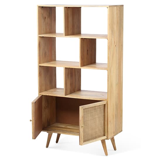 Mixco Wooden Bookshelf With Open Shelves And 2 Doors In Natural_4
